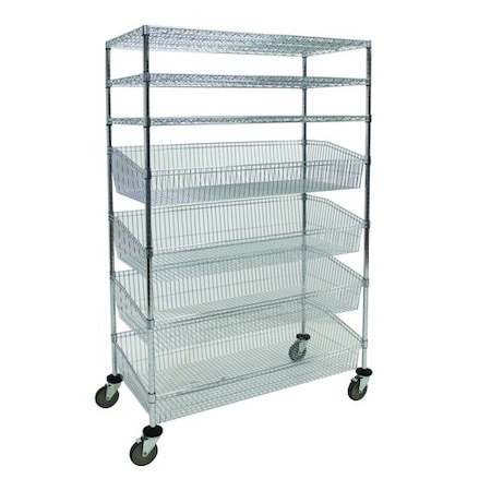 Technibilt Shelving Systems Combo Unit, 4 Basket, 3 Shelf, 18x48x80 84B4S3-80